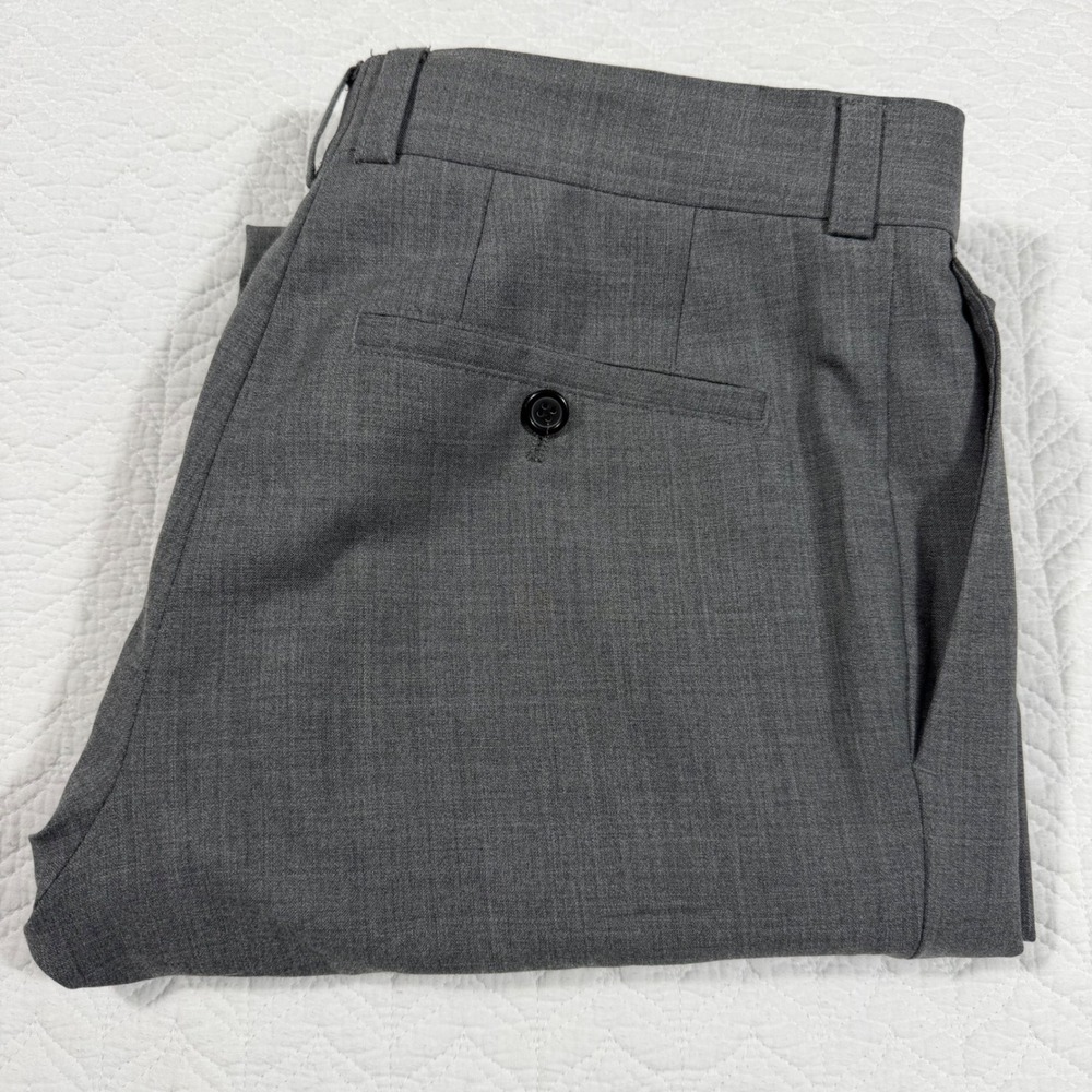 Hugo Boss Men Dress Pants 42R (32x32) Flat Front Virgin Wool Stretch Gray EUC